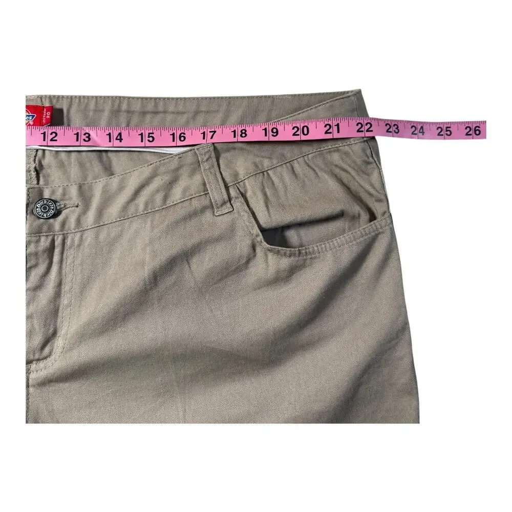 Dickies Girl Vintage Khaki 5 Pocket Skinny Pant Low Rise Straight Fit L20 - Picture 8 of 10